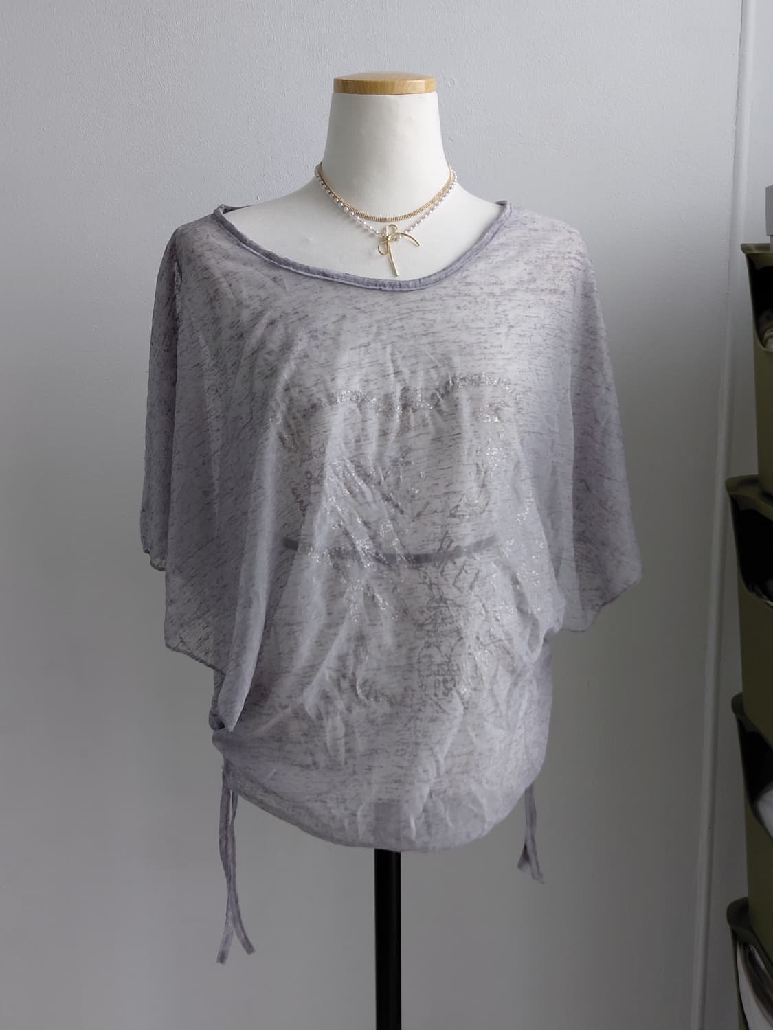 [빈티지] 여성 루즈핏 블라우스 그레이 상품이미지1