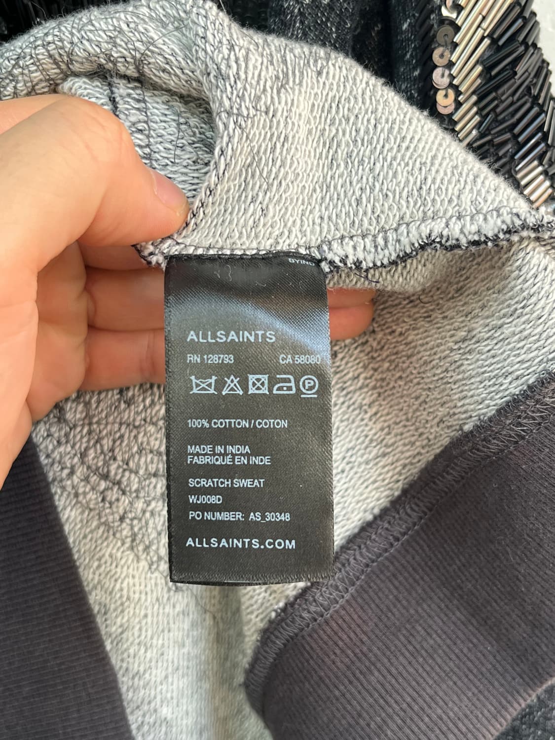 Allsaints 핸드 엠벨리쉬드 스팽글 스웻셔츠 UK 10 상품이미지5