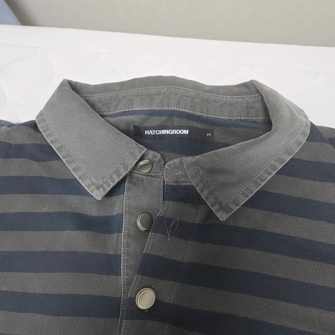 해칭룸 롱슬리브 VTG 스트라이프 폴로 티 Dyed Blue 3 상품이미지6
