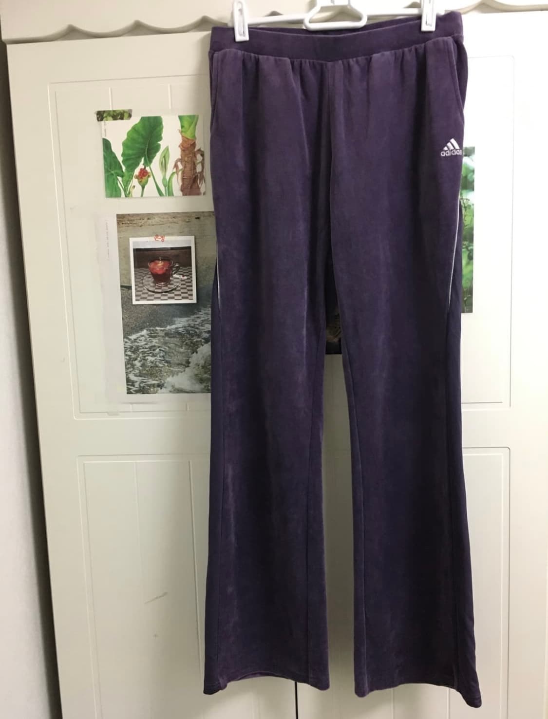 아디다스 벨루어 벨벳 보라 부츠컷 트레이닝팬츠 상품이미지2