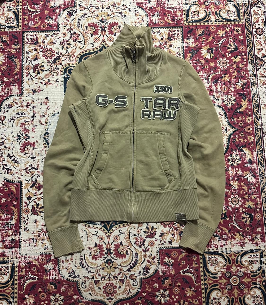 펑크 카키 데미지 집업 상품이미지1