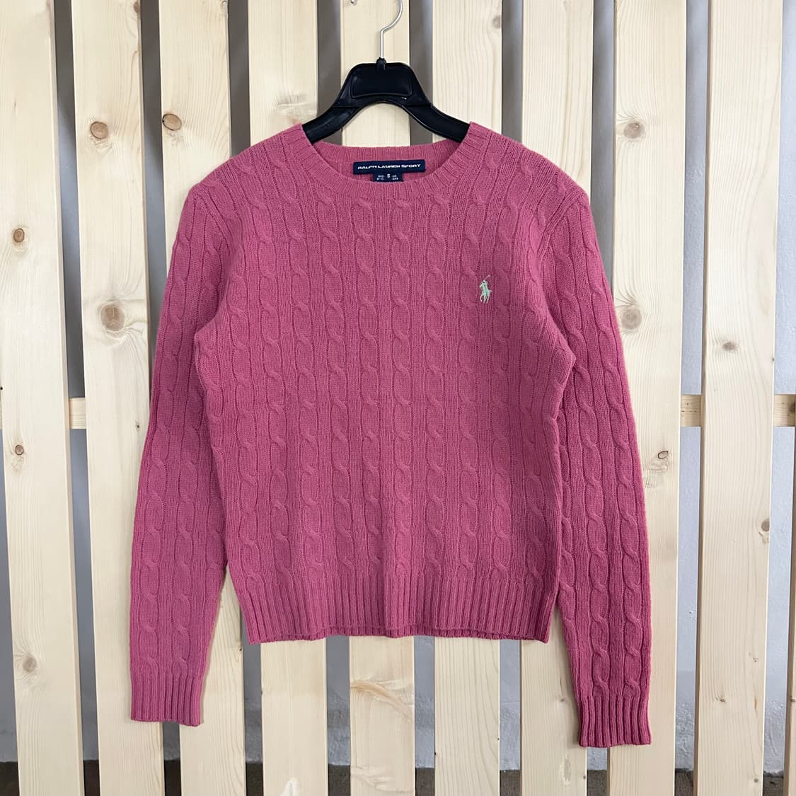 (S) 폴로 핑크 케이블 니트 스웨터 상품이미지1