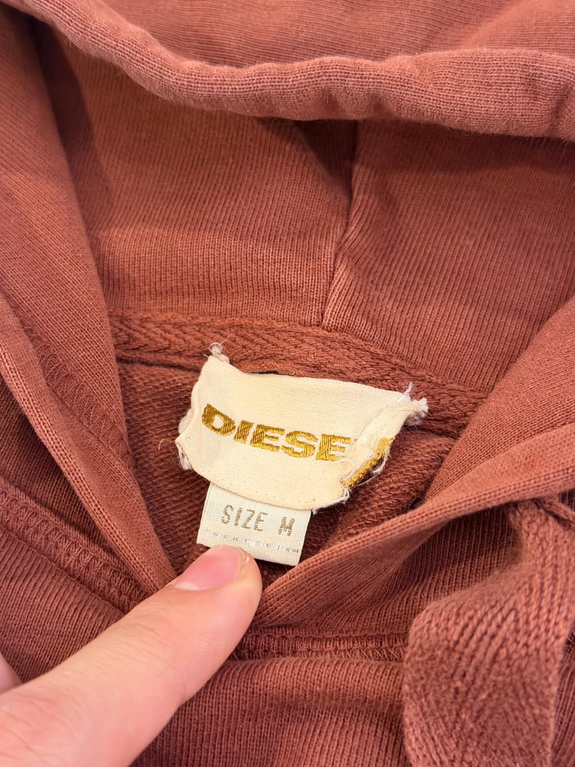 디젤 모히칸 프린팅 후드티 버건디 브라운 상품이미지4