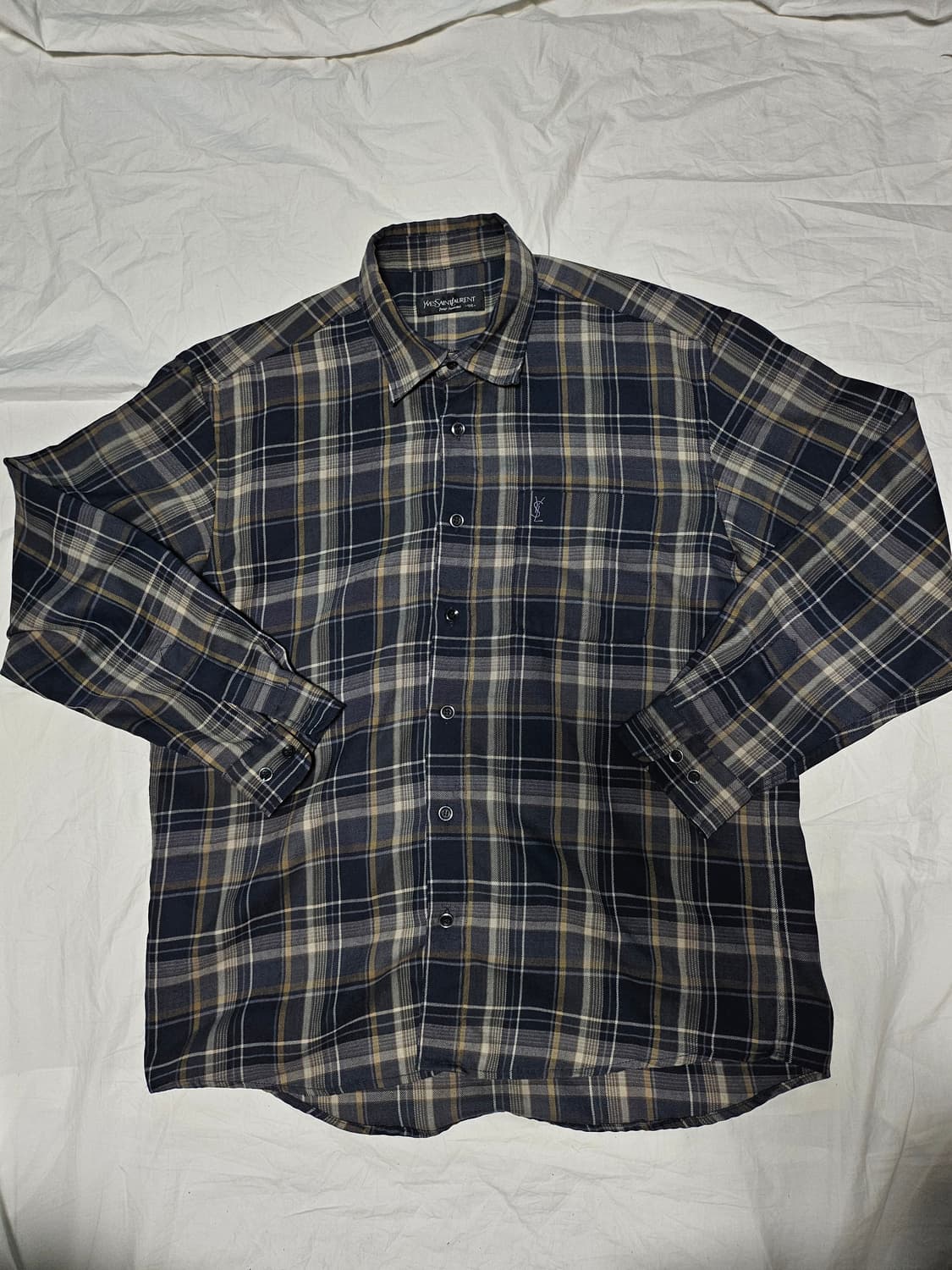 90s 입생로랑 그래니룩 체크 셔츠 105 상품이미지1