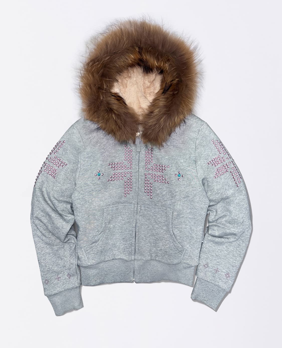 Fur Trimming Hooded Zip-Up Melange Gray 상품이미지5