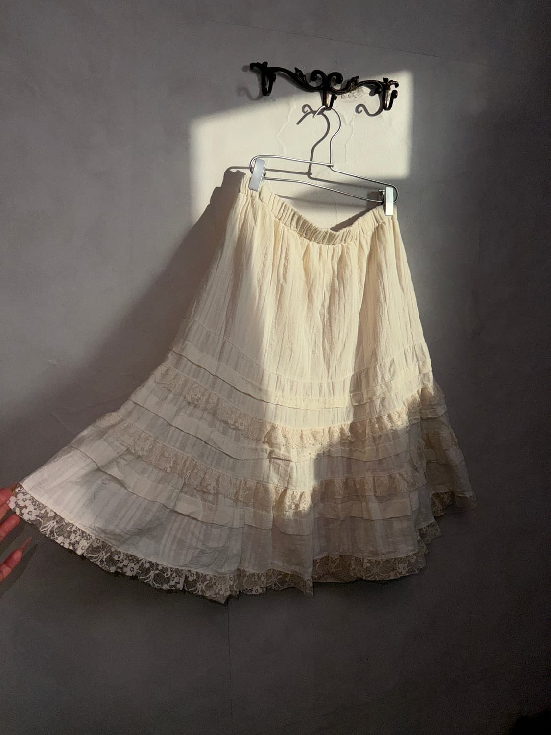 Ivory bohemian floral lace layered skirt 상품이미지2