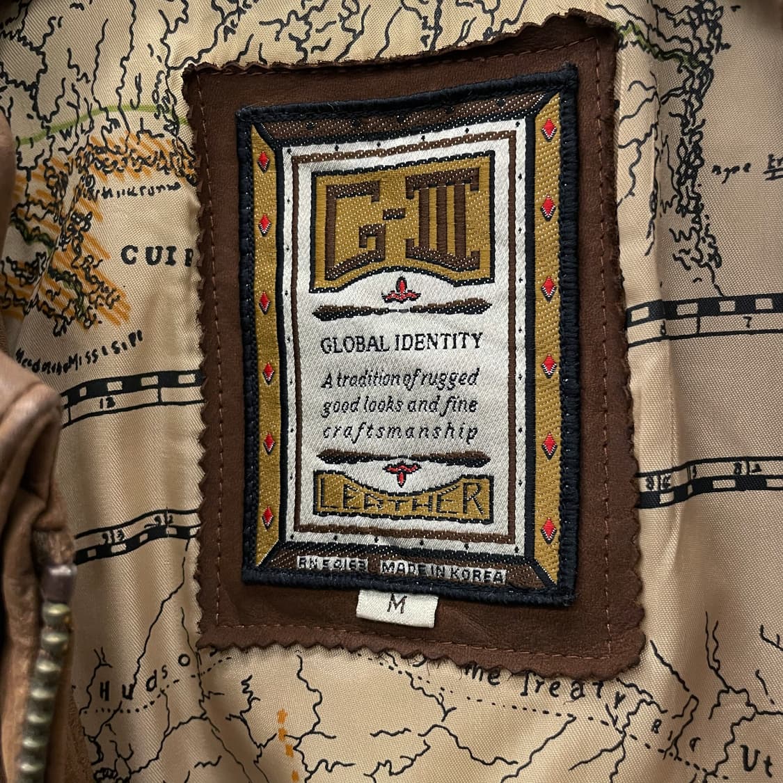 90s 글로벌 아이덴티티 레더 가죽 봄버 자켓 상품이미지7