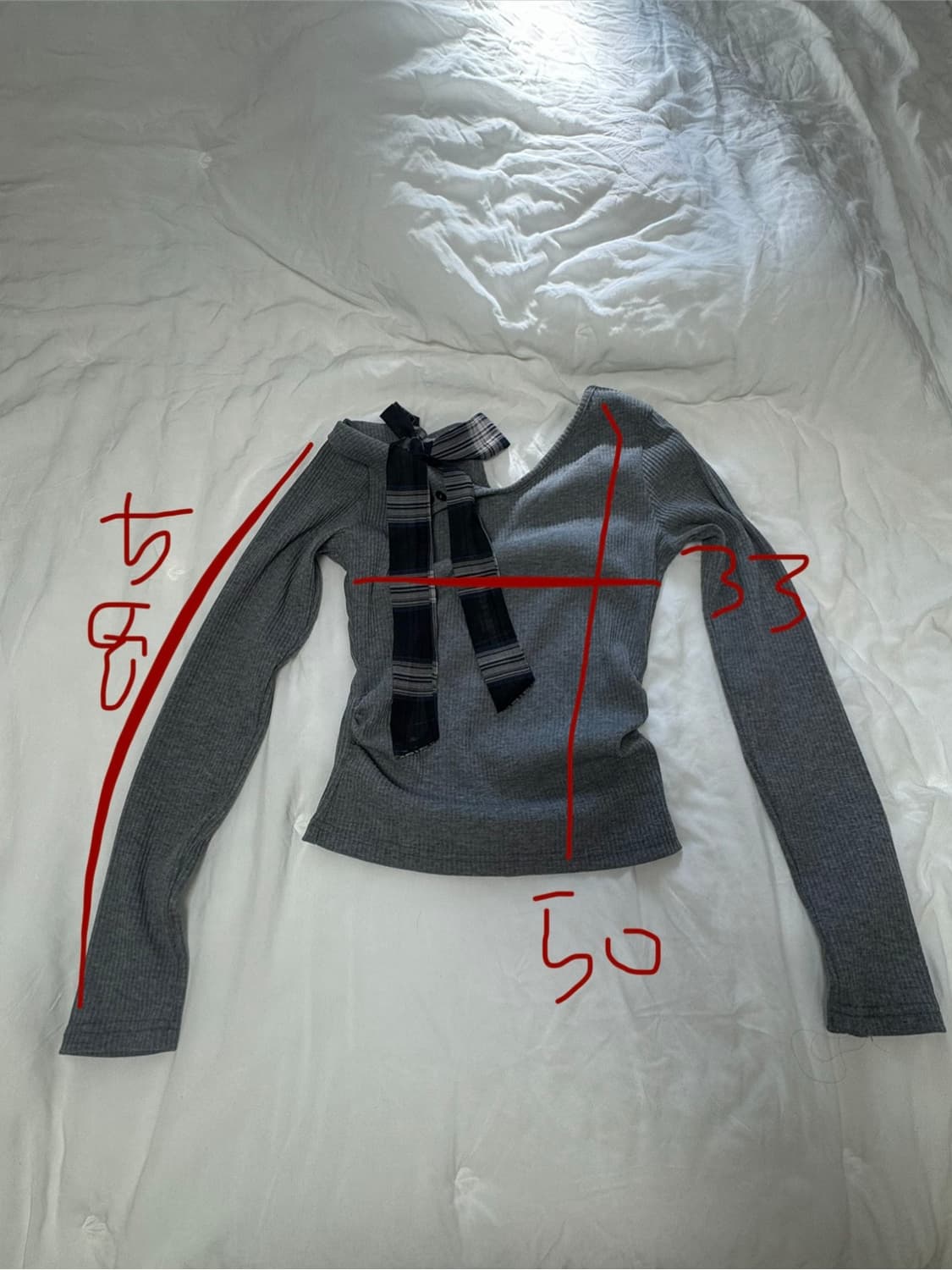 발레코어 체크 리본 옆셔링 원오프 니트 상품이미지6