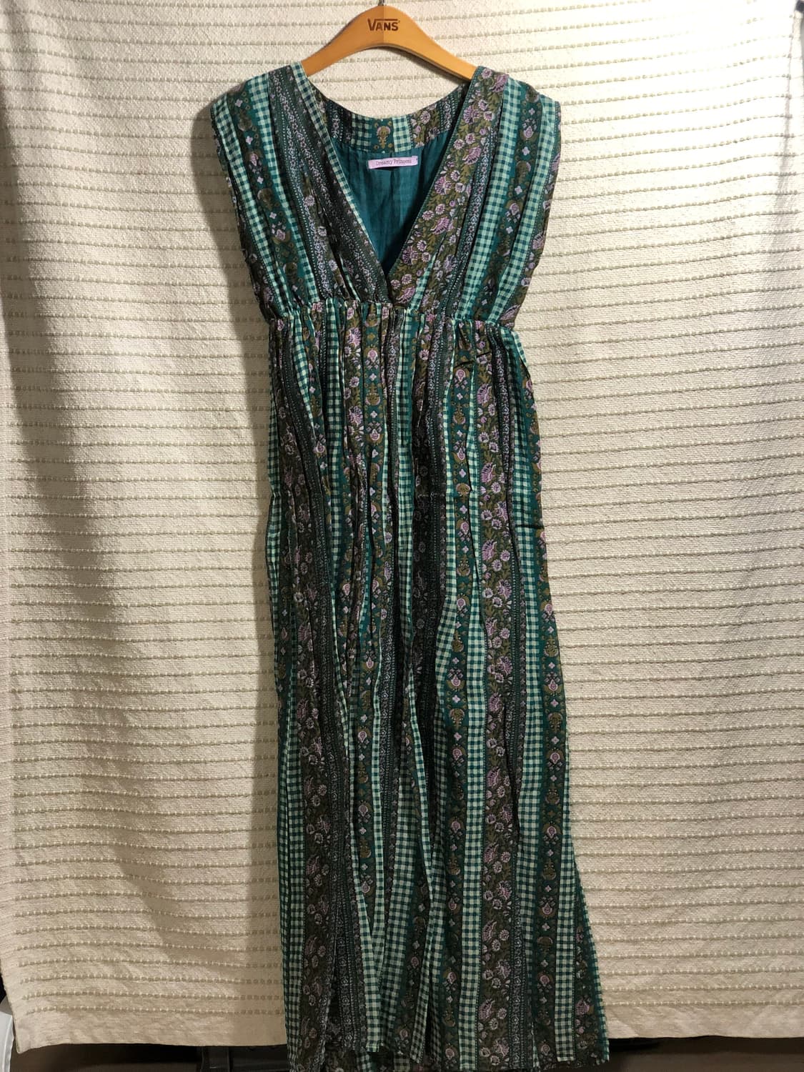 일본 빈티지 그린 플라워 패턴 플로럴 쉬폰 나시 모리걸 롱 원피스 상품이미지2