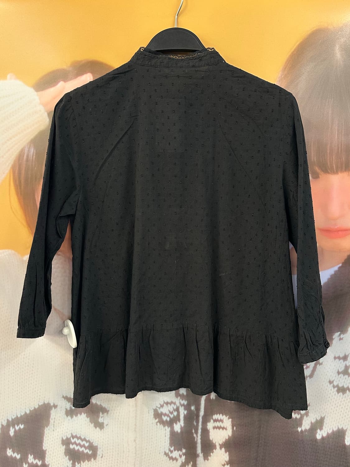 VINTAGE 블랙 레이스 도트 블라우스 상품이미지4