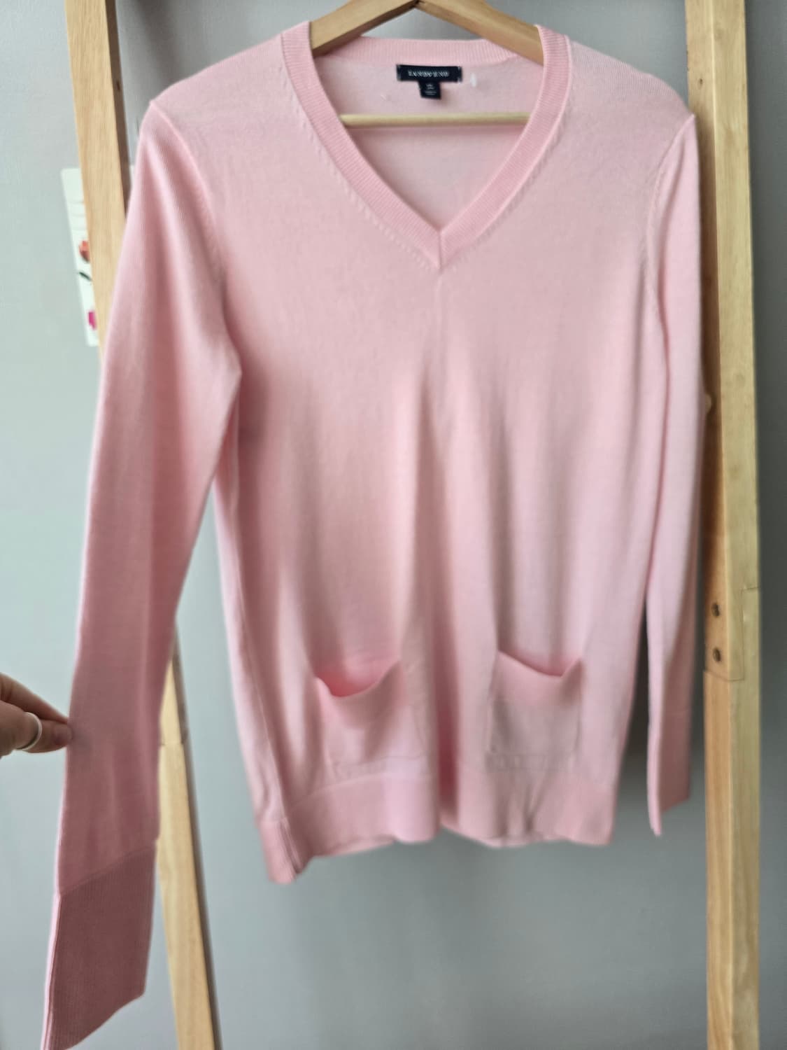 LANDS’ END 메리노울·실크·캐시미어 혼방 V넥 니트 상품이미지3