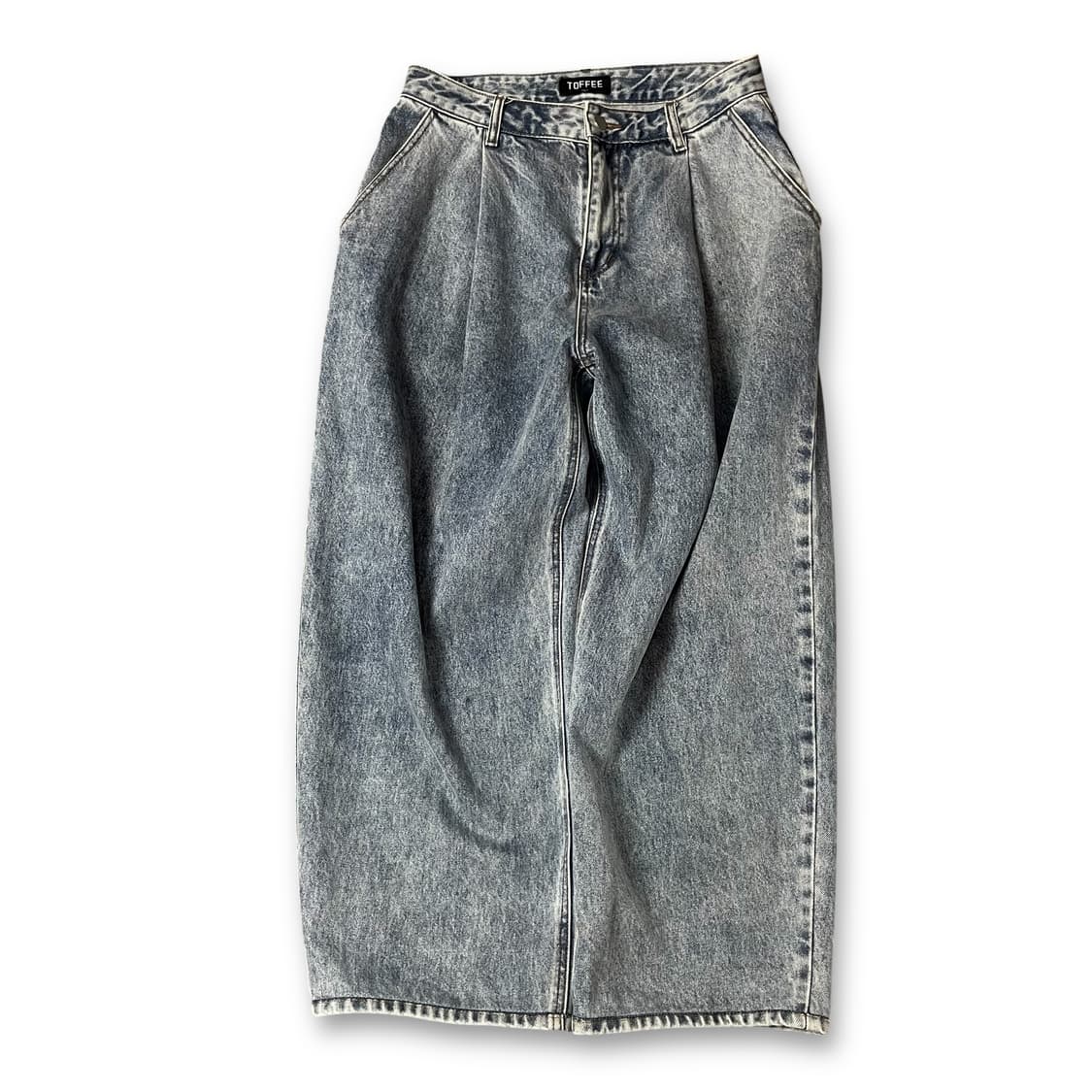 (31) 토피 연청 핀턱 와이드 데님 팬츠 L 상품이미지1