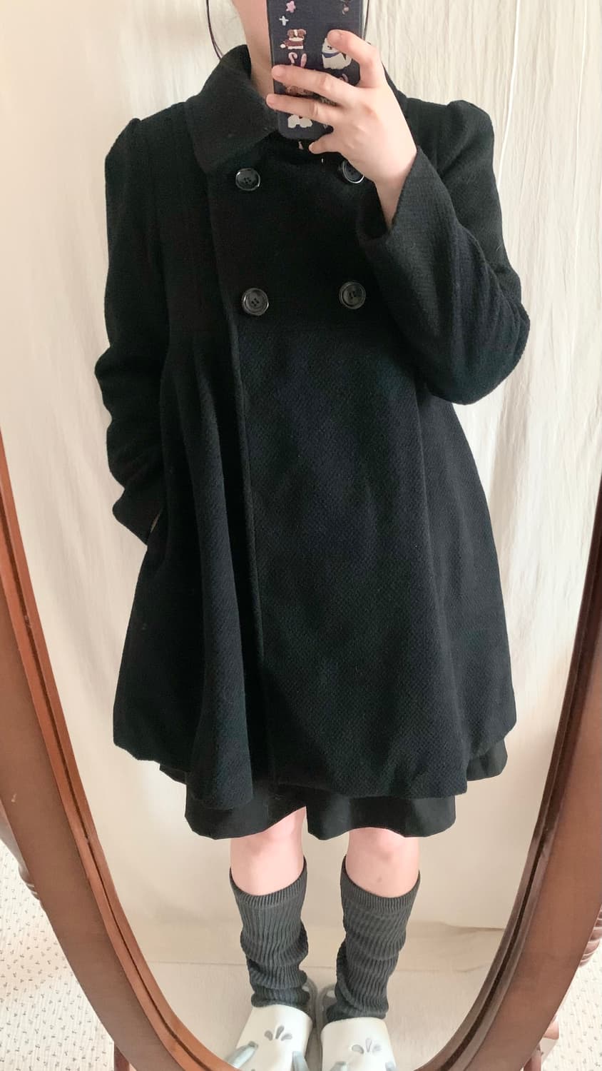 앙고라 블랙 퍼프 아방 더블 코트 상품이미지5