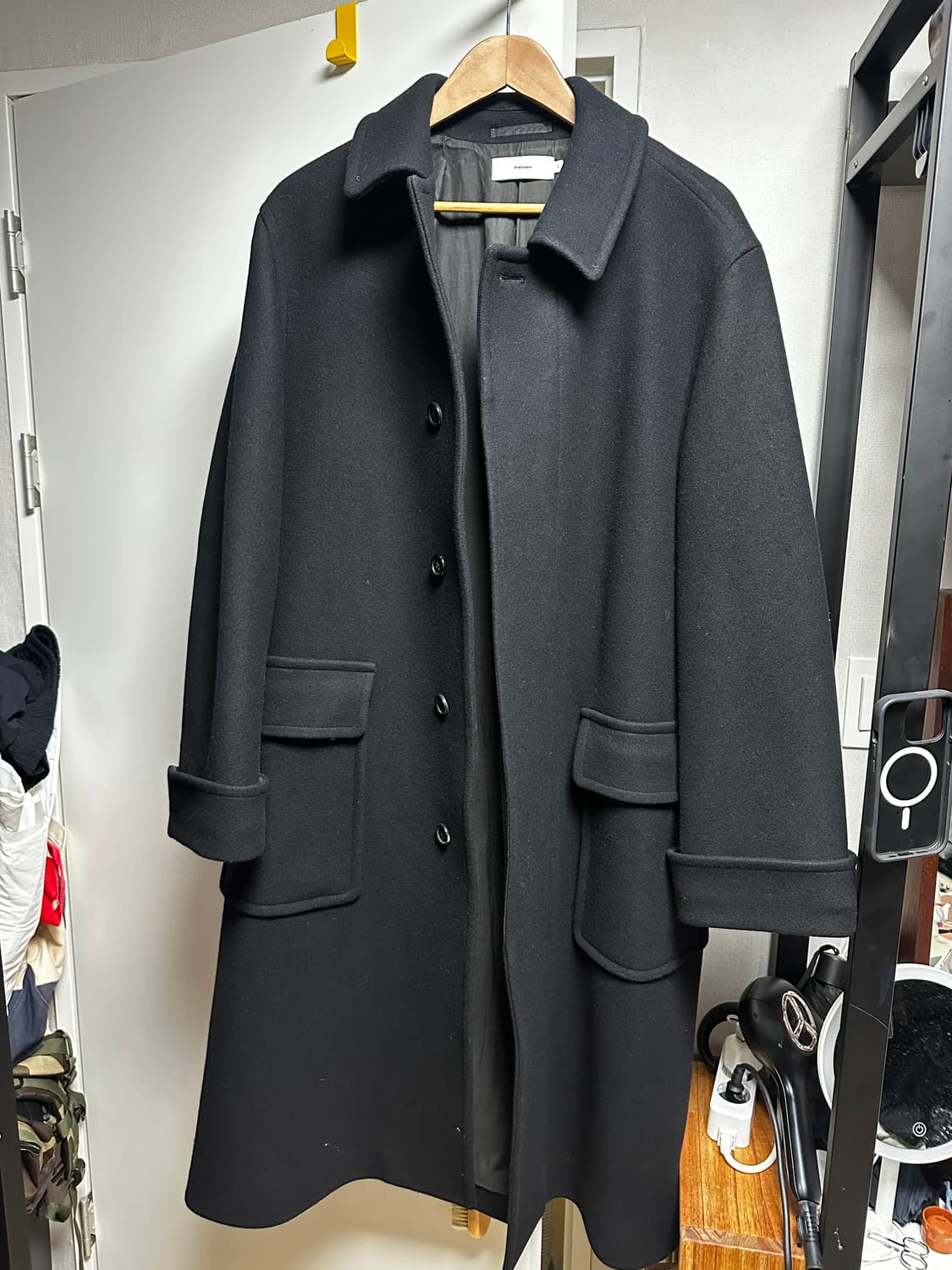 그라프페이퍼 울 멜튼 코트 블랙 2 사이즈 (발마칸) 상품이미지1