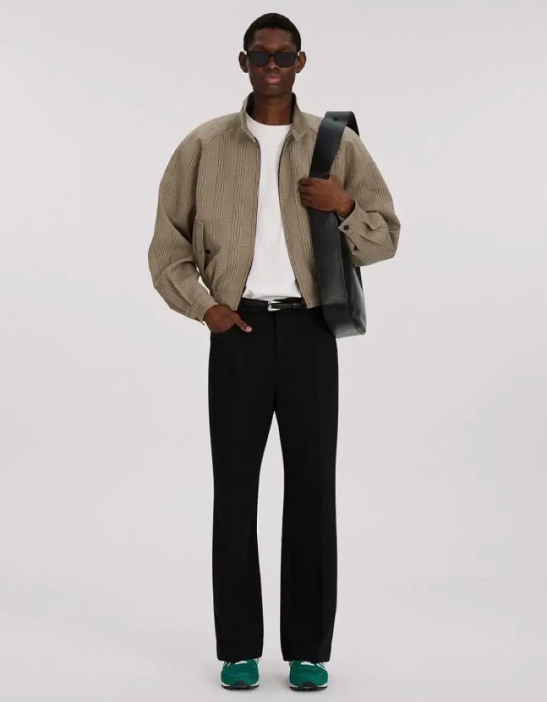 렉토 / 글렌 체크 해링턴 크롭 숏 블루종 자켓 / L 상품이미지1