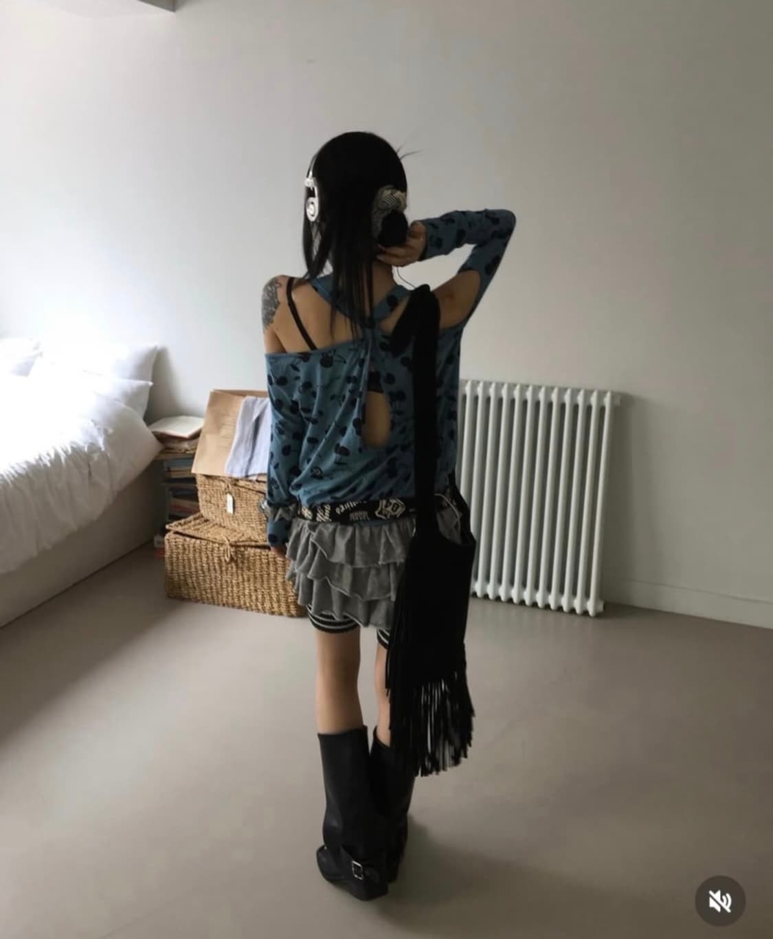 히스테릭글래머 체리 오프숄더 블루 빈티지 히글 버테클 대장템 상품이미지5