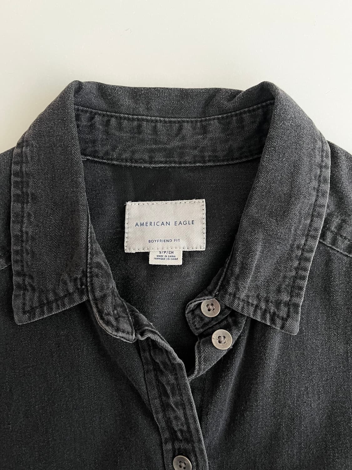 S) 아메리칸이글 자수 데님 셔츠 흑청 상품이미지4