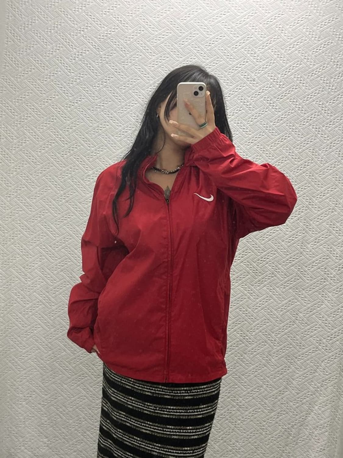 나이키 레드 올드스쿨 오버핏 러닝 후드집업 바람막이 XL C06410 상품이미지2