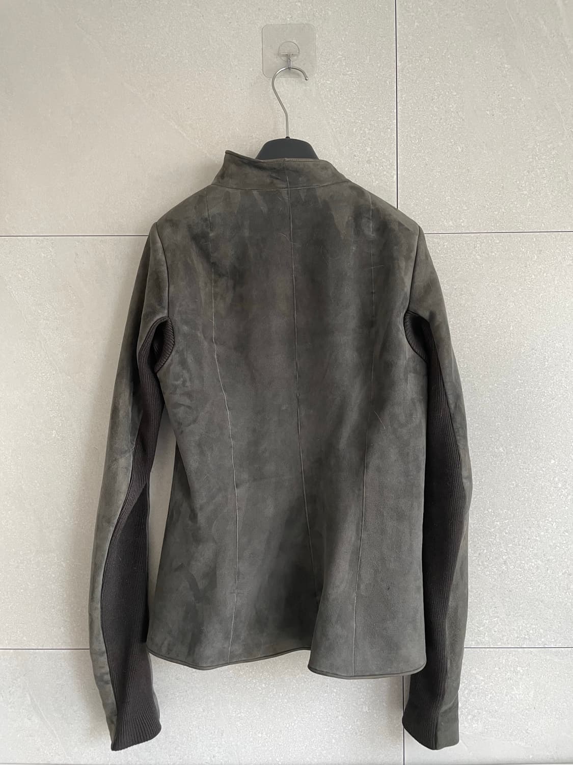 릭오웬스 13fw 하이넥 램스킨 사선지퍼 레더자켓 상품이미지6