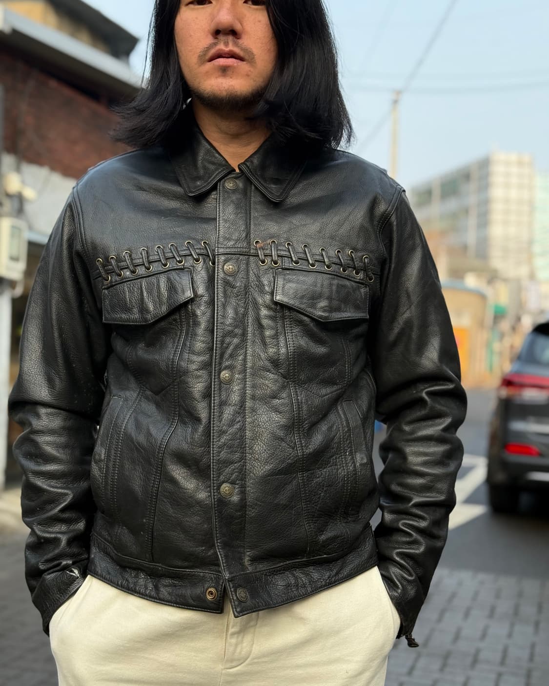 00‘s 할리데이비슨 사우스웨스트 리미티드 레이스업 레더 라이딩자켓 M 상품이미지8