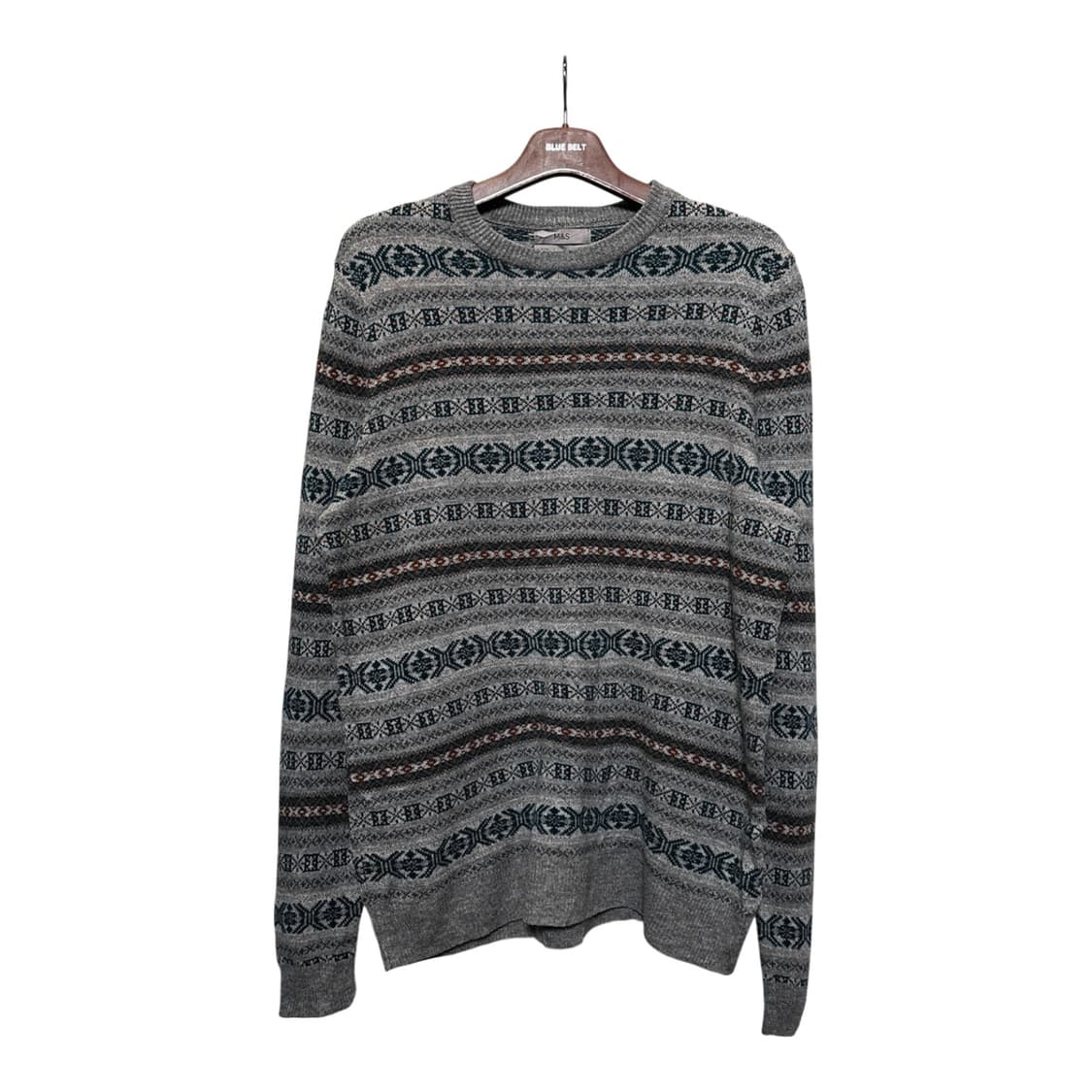 USA VINTAGE 스트라이프 에스닉 패턴 니트 롱슬리브 램스울 디테일 상품이미지1