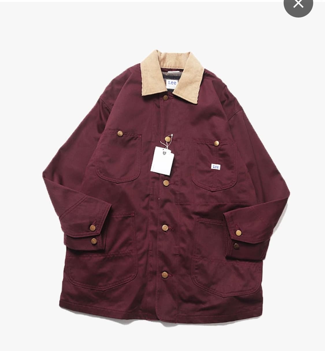 Lee 리 워크 자켓 버건디 코듀로이 카라 팝니다! 상품이미지4