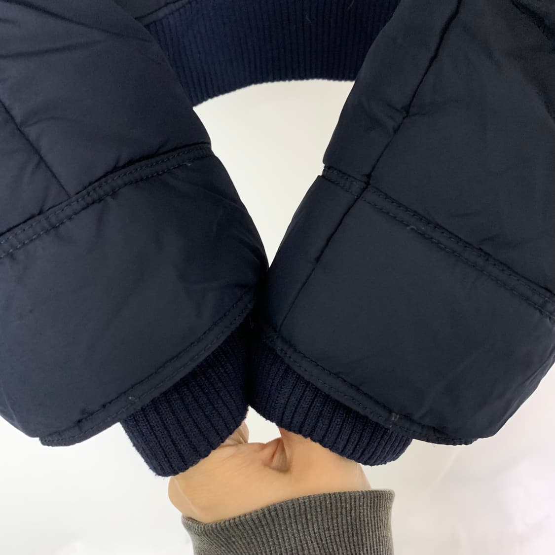 아베크롬비 버튼 네이비 푸퍼 패딩 점퍼 퍼 후드 집업 점퍼 L 상품이미지9
