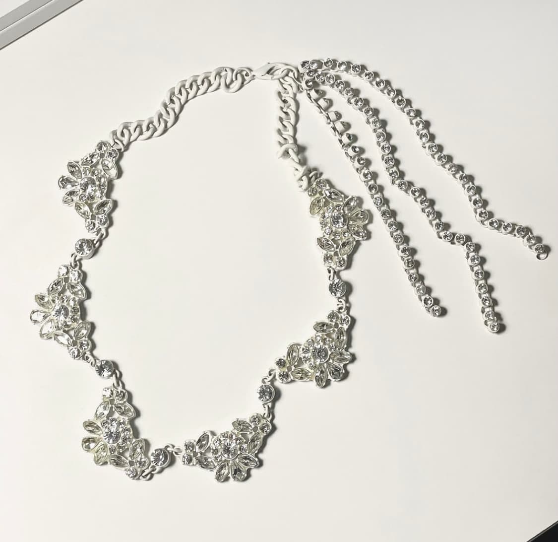 빈티지 레테 페어리 화이트 플라워 큐빅 목걸이 상품이미지2
