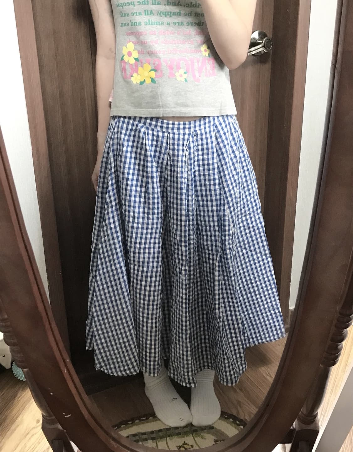 vintage cotton plaid sk 상품이미지1