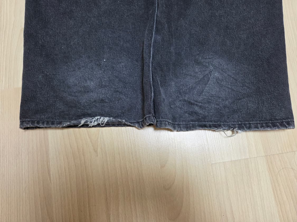 NOSTASY 업사이드 다운 더블니 워시드 그레이 상품이미지3