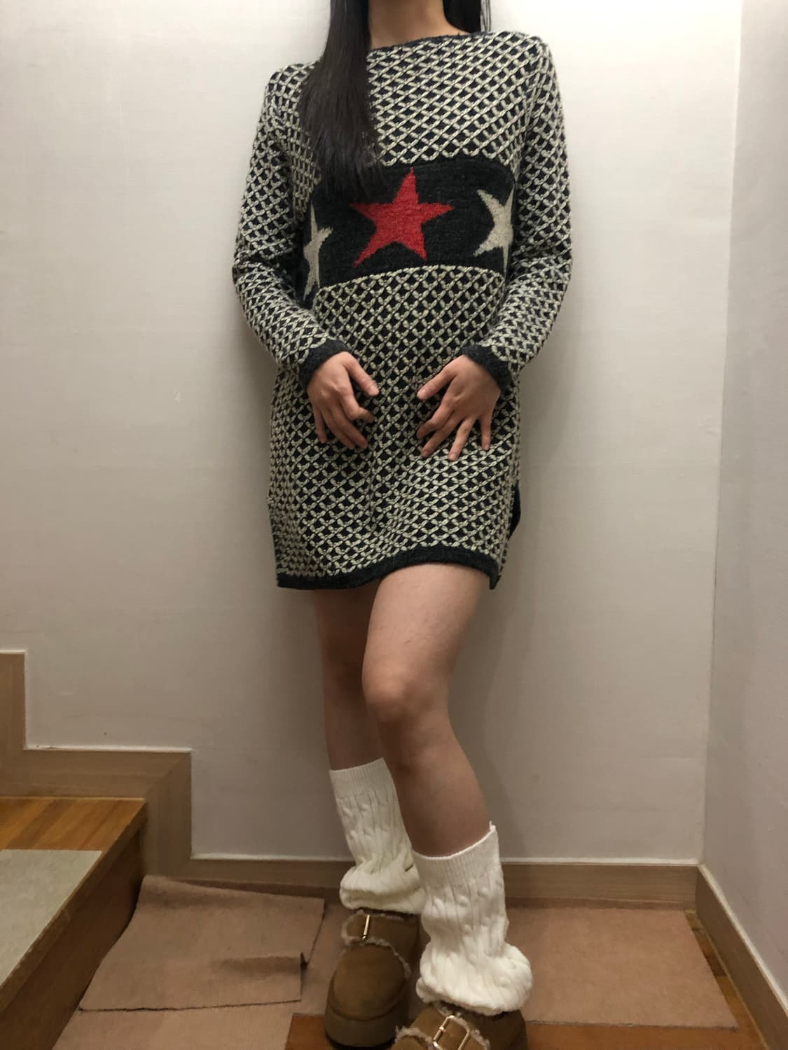 빈티지 블랙 키치 니트 원피스 상품이미지2