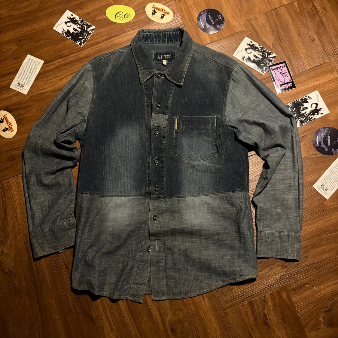 Armani jeans 더블 패널 워크 데님 셔츠 상품이미지2