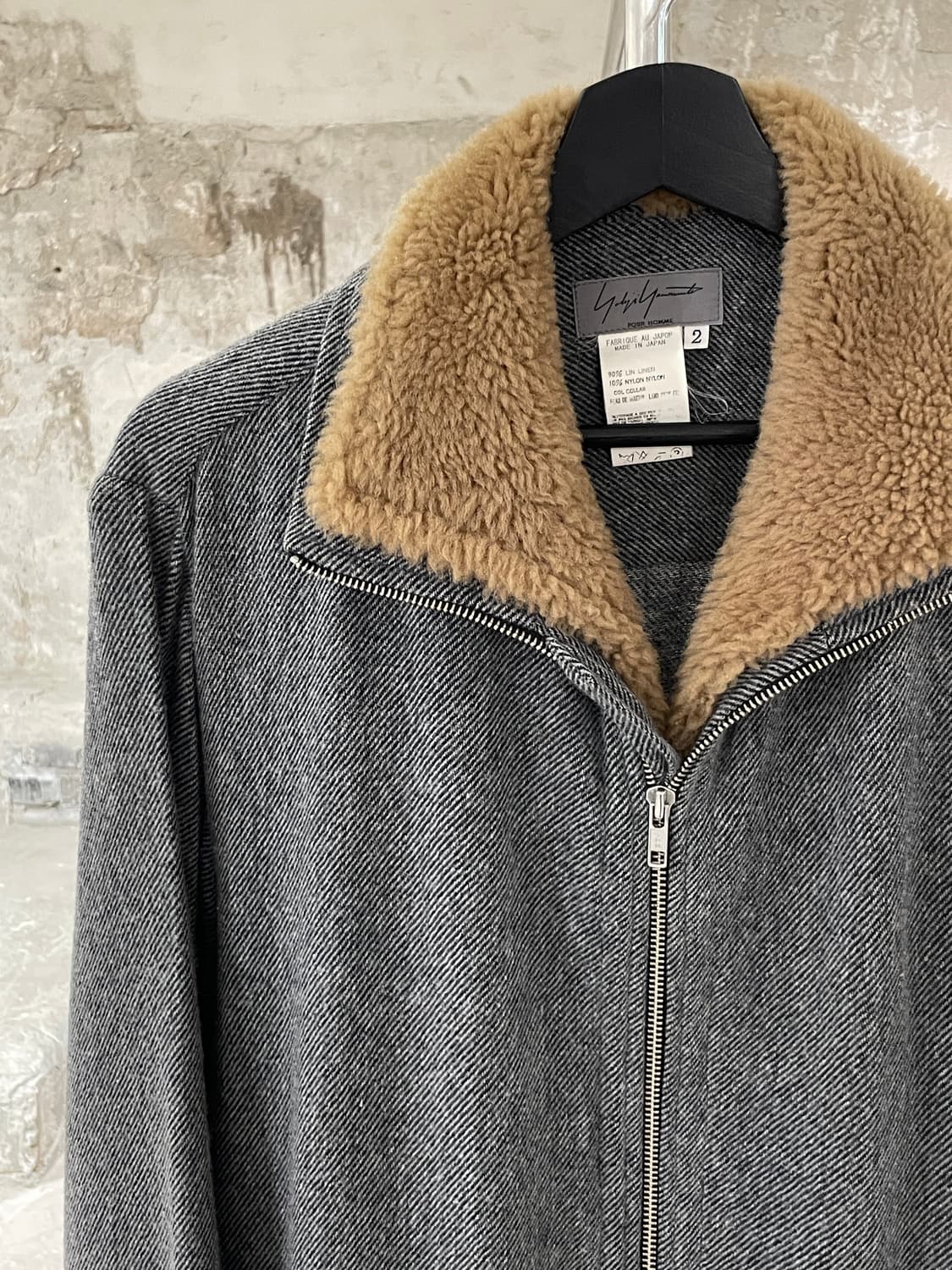 요지 야마모토 뿌르 옴므 그레이 램 스킨 퍼 투 웨이 집업 자켓 상품이미지2