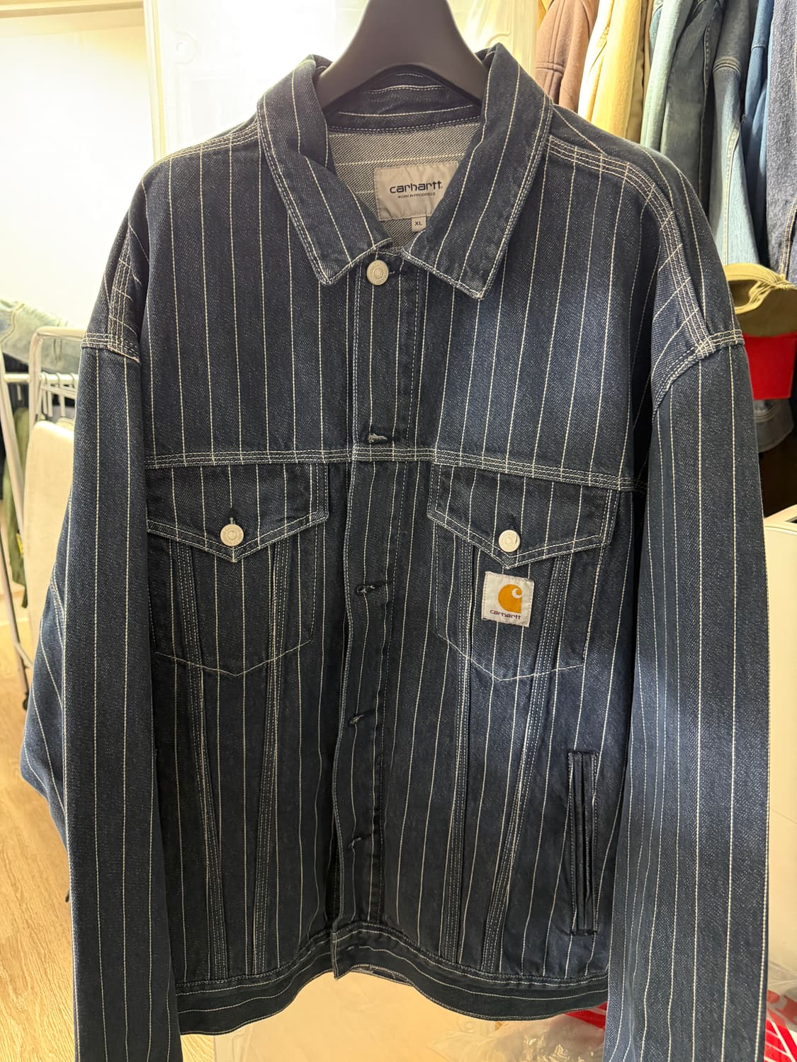 칼하트 wip 스트라이프 데님 자켓 xl 상품이미지1