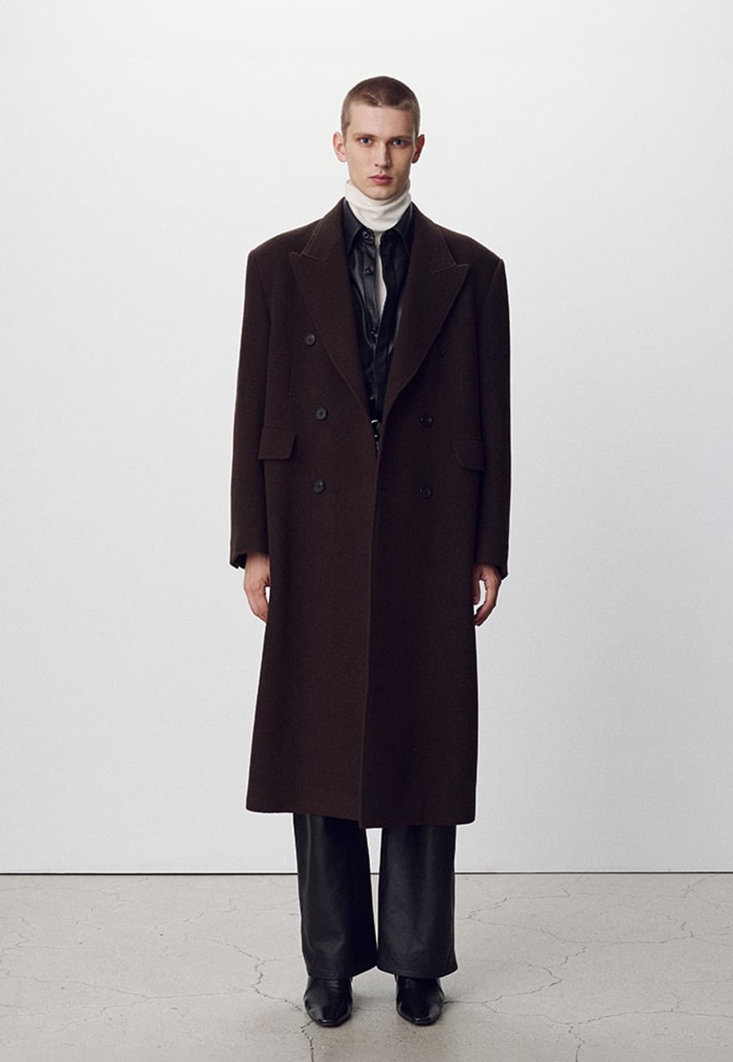 [새상품] L) 토니웩 텍스처 울 캐시미어 더블 브레스트 코트 다크브라운 상품이미지2