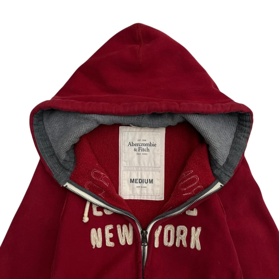 아베크롬비 센터로고 딥레드 후드집업 M 상품이미지5