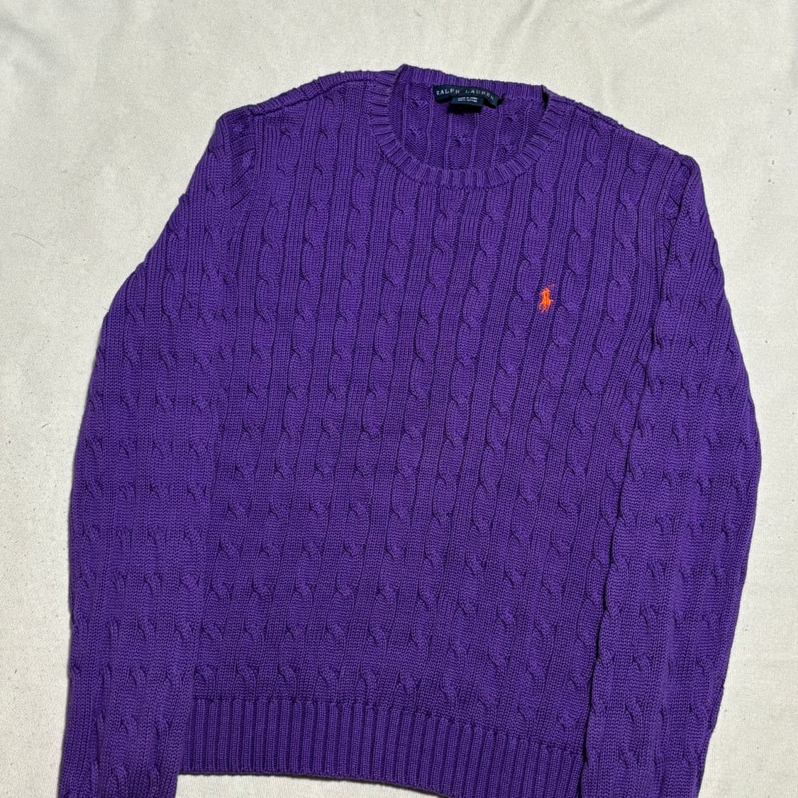 M 여성용 폴로랄프로렌 코튼 퍼플 케이블 니트 상품이미지1