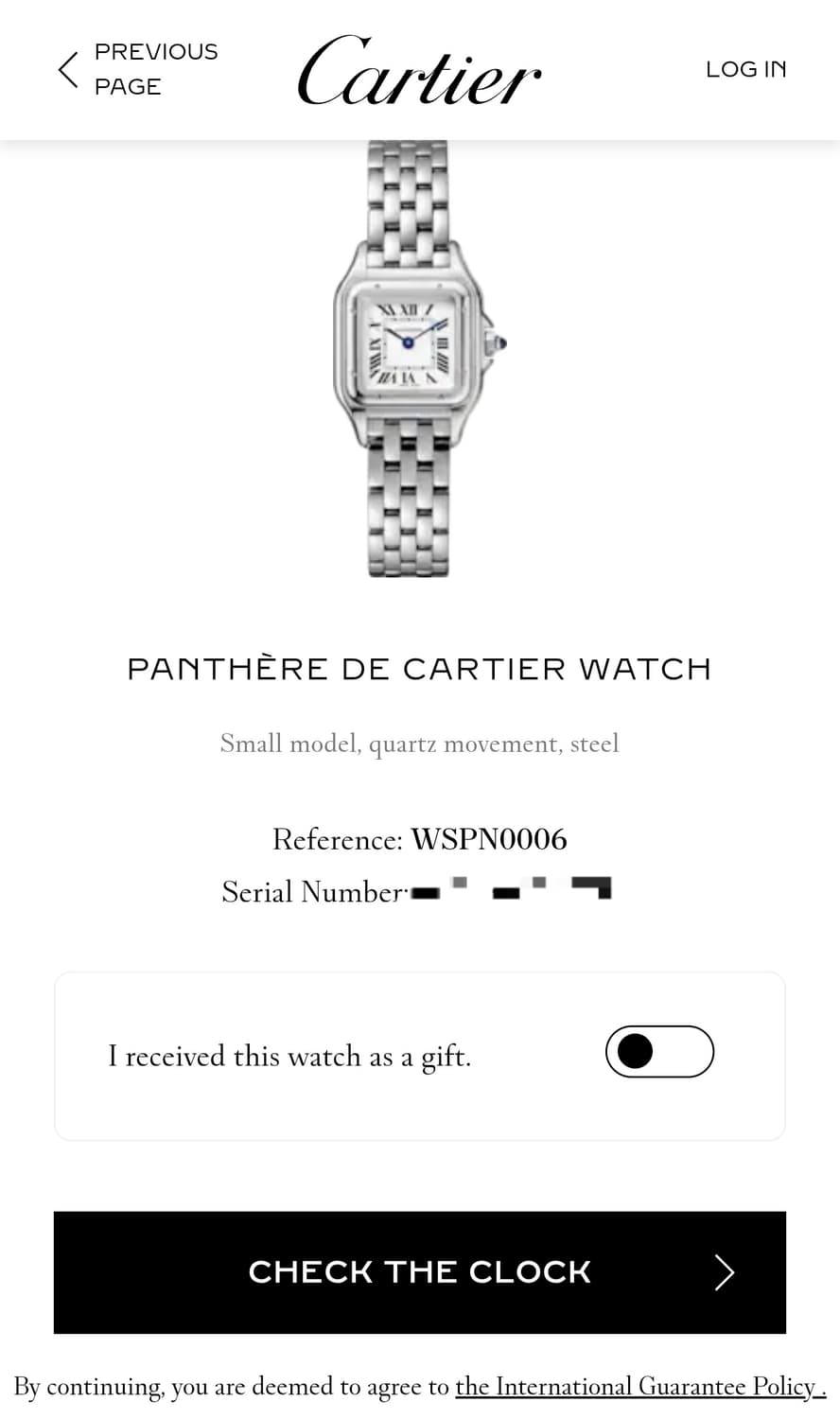 [까르띠에 풀세트] 신형 팬더 스몰 S 스틸 쿼츠 여성시계 18년 상품이미지9