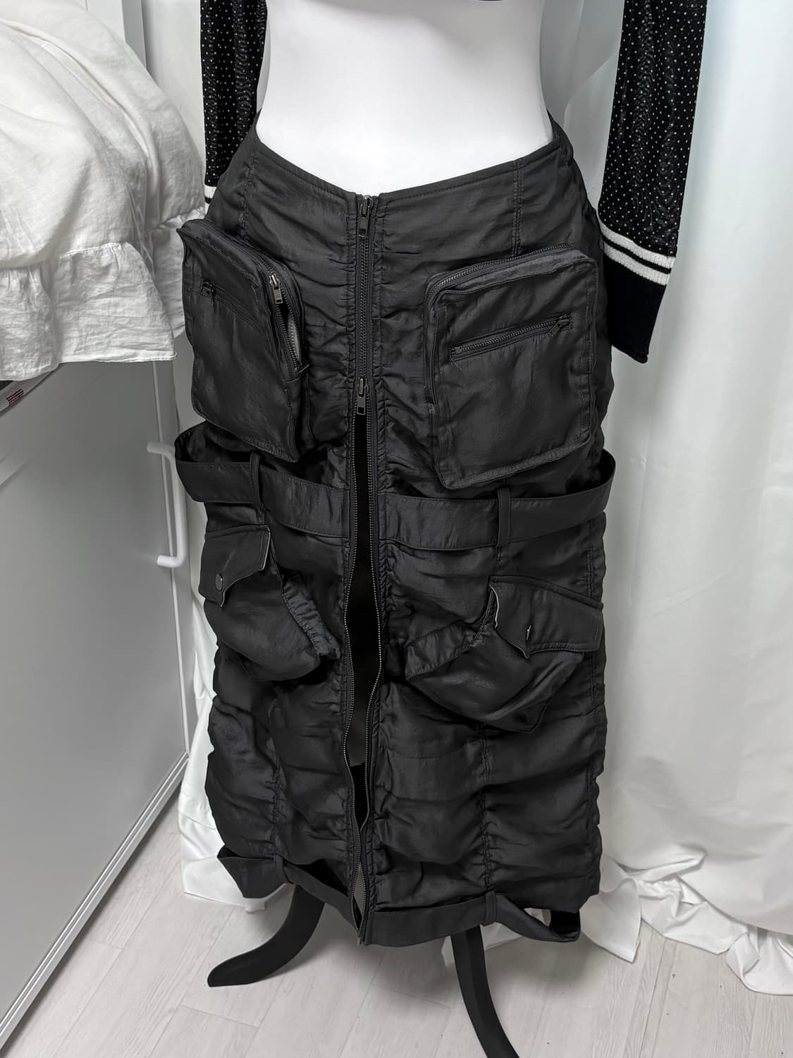 빈티지 테크웨어 펑크 본디지 포켓 롱스커트 상품이미지1