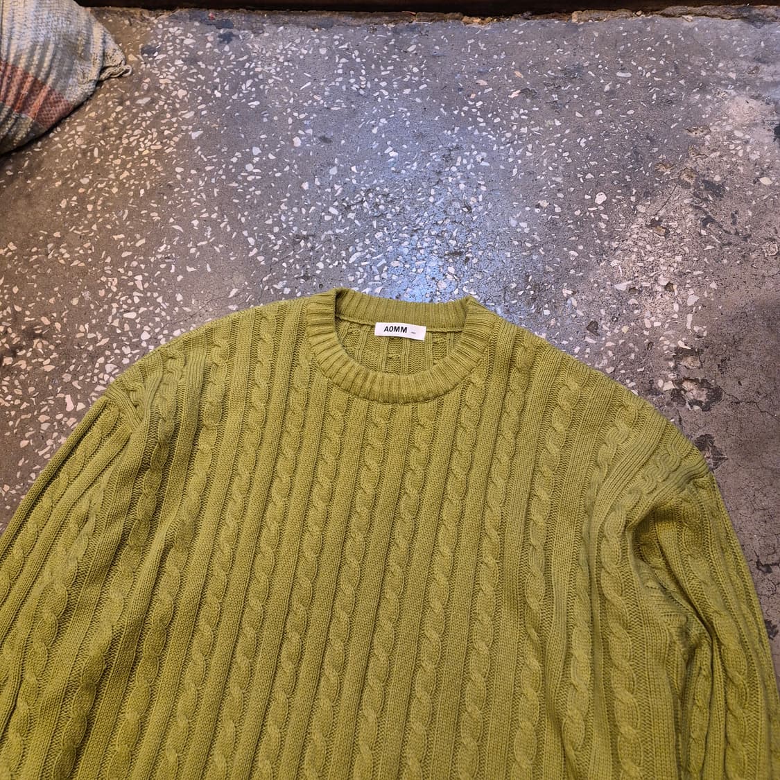 FREE 그린색 오버핏 꽈배기니트  상품이미지6