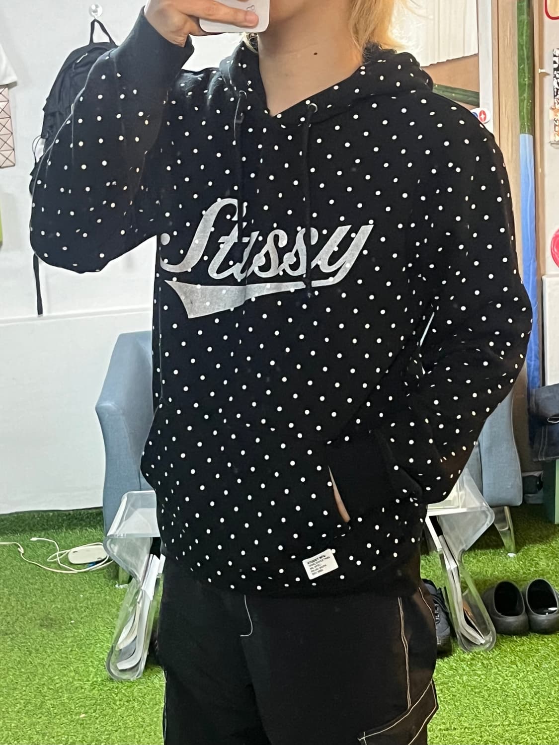 스투시 도트패턴 빅로고 후드티셔츠 상품이미지5