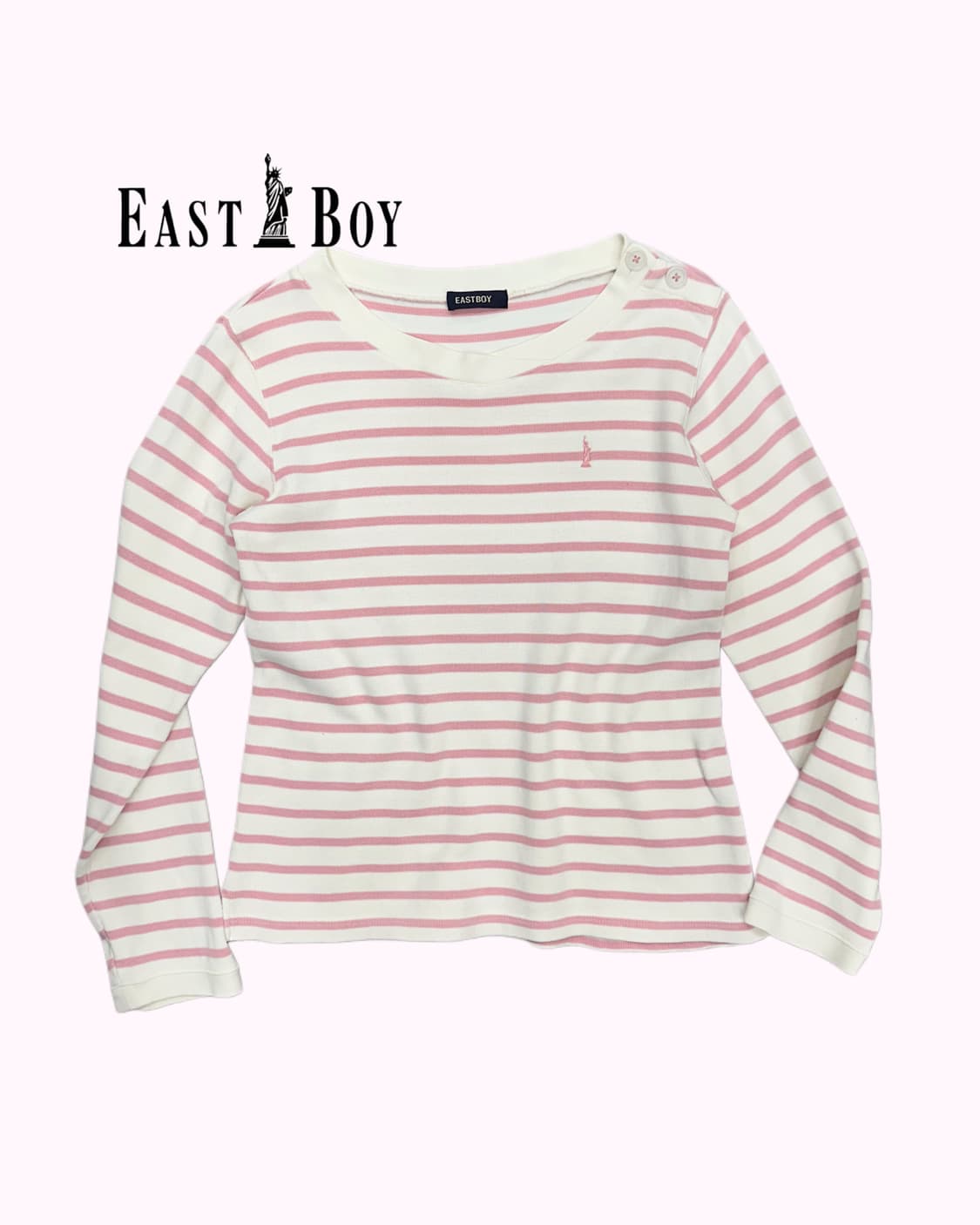 EAST BOY pink stripe logo t-shirt 상품이미지1