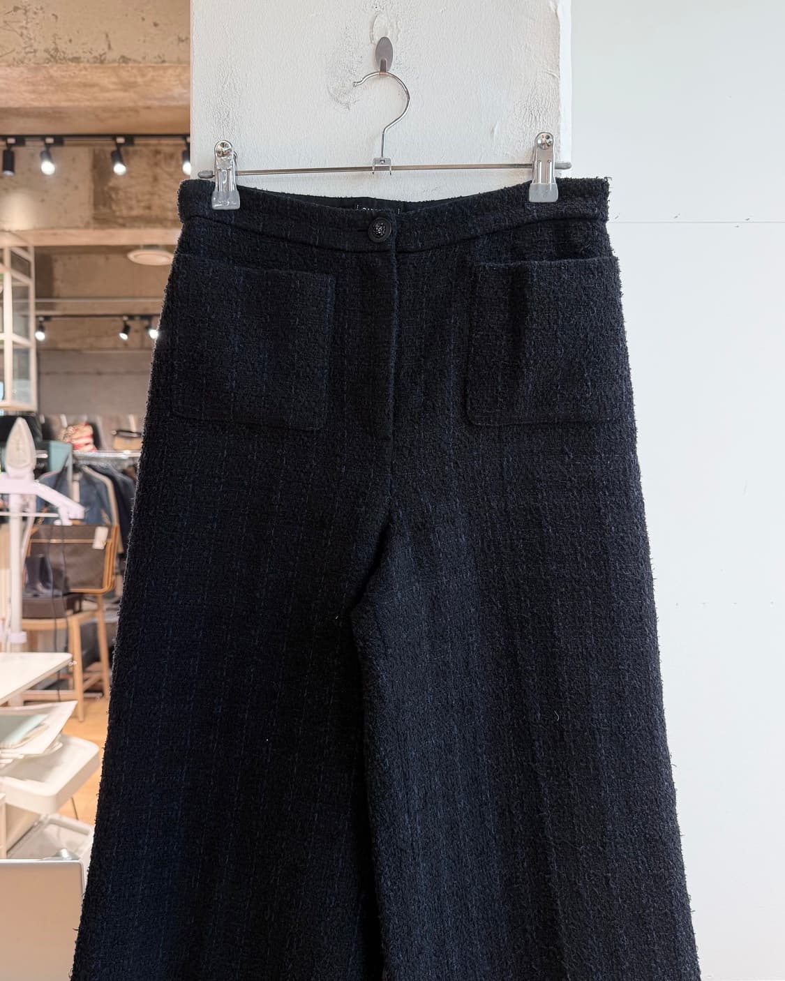 샤넬 유니폼 블랙 체크 트위드 팬츠  상품이미지3