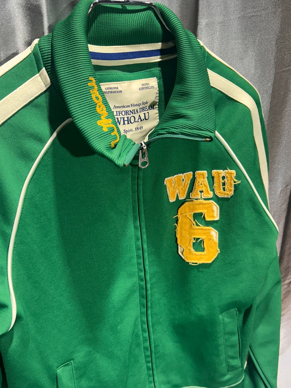 M 후아유 아메리칸 빈티지 패치로고 그린 트랙탑 상품이미지4