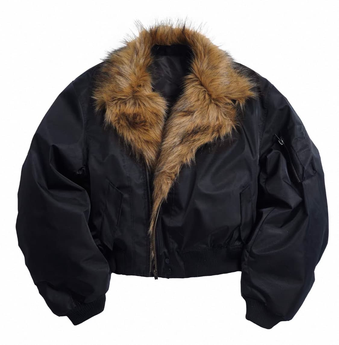 Fur-Lined Avigator Padded Bomber Jacket 상품이미지4