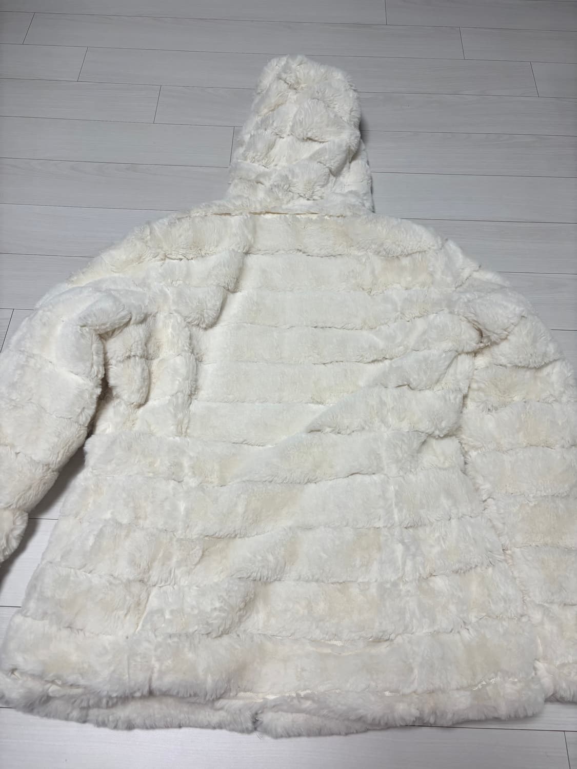 쉬인 아이보리 후드 퍼자켓 퍼재킷 코트 상품이미지7