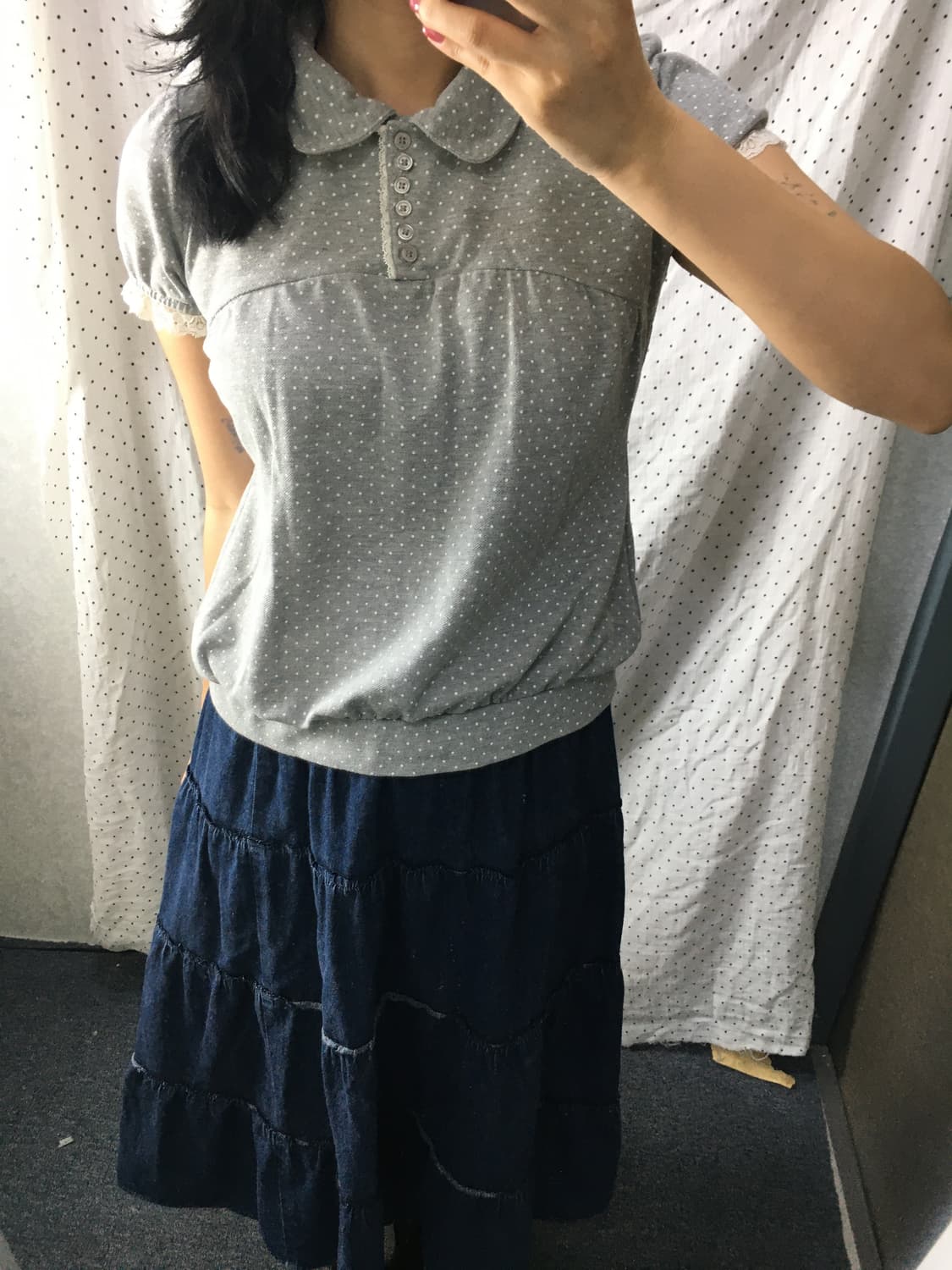 그레이 도트 레이스 카라티 상품이미지3
