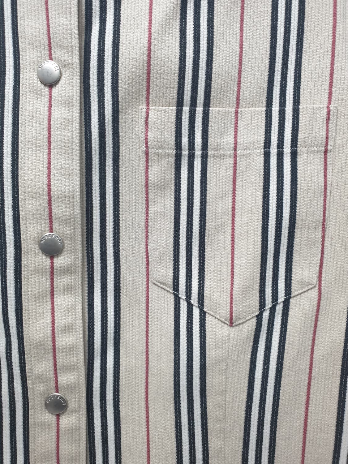 버버리 똑딱이 스트라이프 셔츠자켓 M 상품이미지4