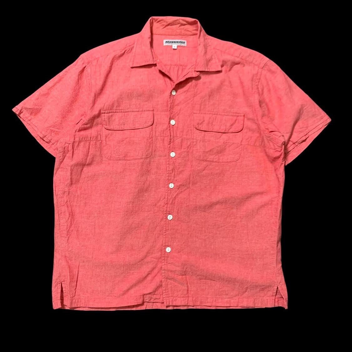 [L] 네이버후드 핑크색 백프린팅 반팔남방 상품이미지2