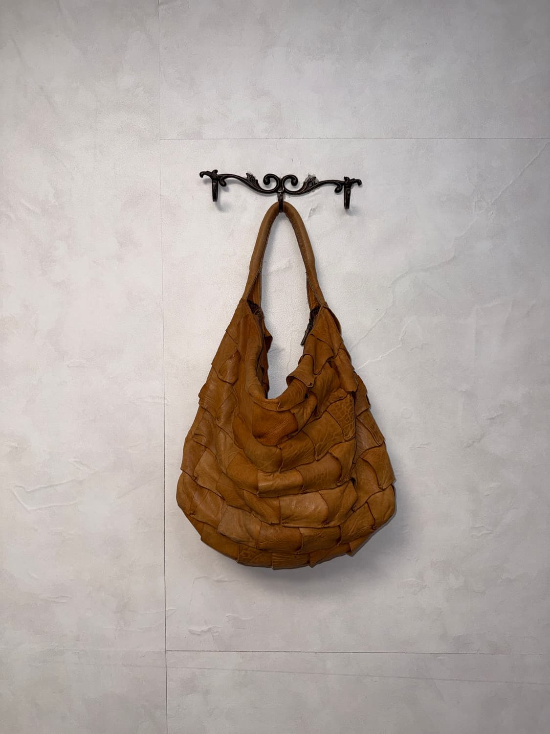 Camel brown lamb skin patchwork 숄더백 상품이미지1